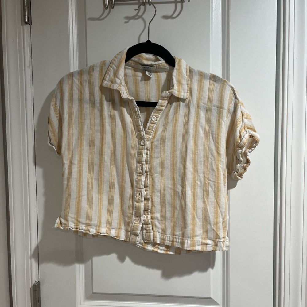 Cropped Striped Buttondown